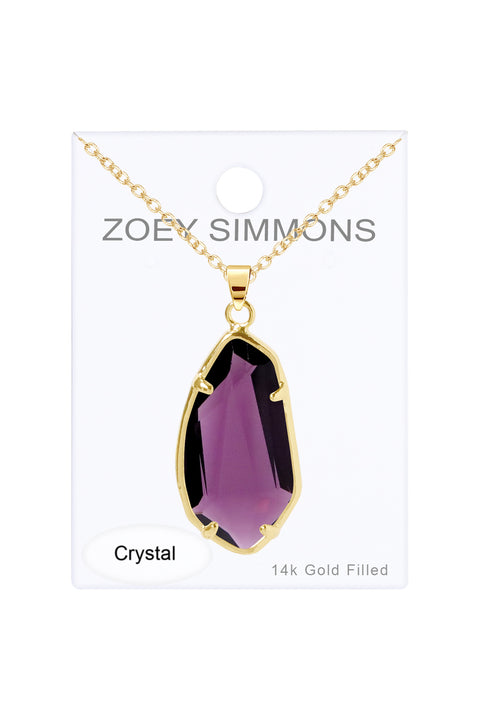 Lavender Crystal Fancy Cut Pendant Necklace - GF