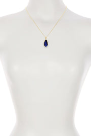 London Blue Crystal Fancy Cut Pendant Necklace - GF