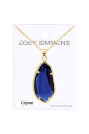 London Blue Crystal Fancy Cut Pendant Necklace - GF