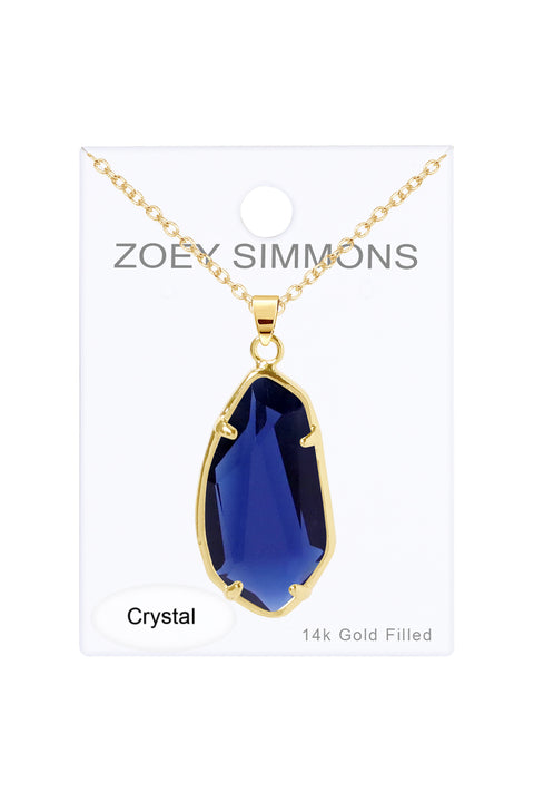 London Blue Crystal Fancy Cut Pendant Necklace - GF