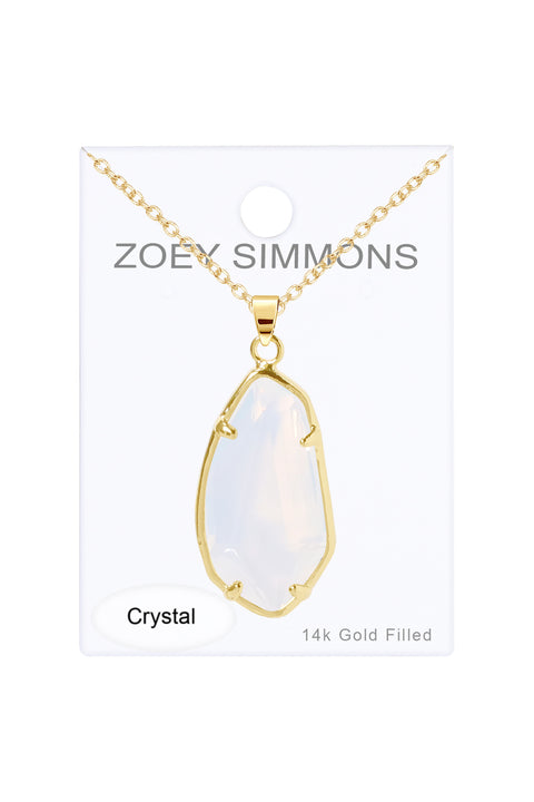 Moonstone Crystal Fancy Cut Pendant Necklace - GF