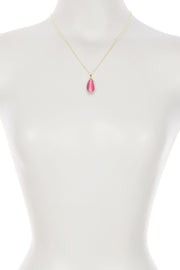 Pink Cat's Eye Fancy Cut Pendant Necklace - GF