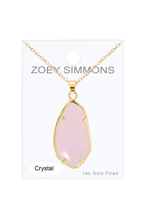 Rose Crystal Fancy Cut Pendant Necklace - GF