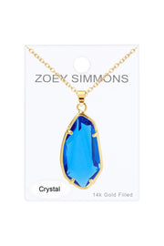 Swiss Blue Crystal Fancy Cut Pendant Necklace - GF