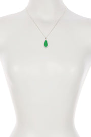 Green Chalcedony Crystal Fancy Cut Pendant Necklace - SF