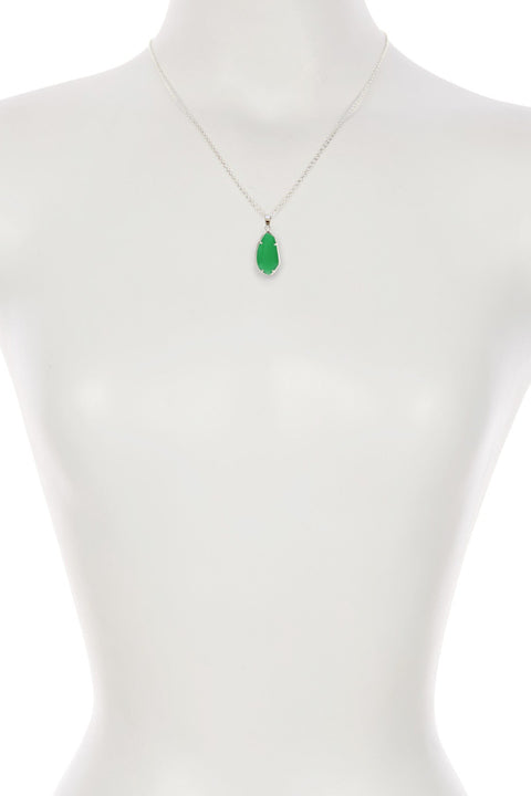 Green Chalcedony Crystal Fancy Cut Pendant Necklace - SF