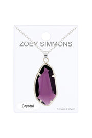 Lavender Crystal Fancy Cut Pendant Necklace - SF