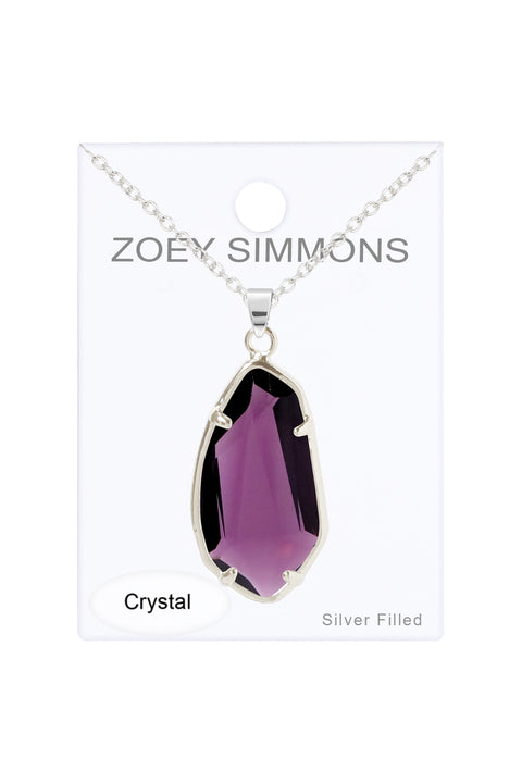 Lavender Crystal Fancy Cut Pendant Necklace - SF