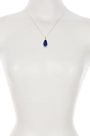 London Blue Crystal Fancy Cut Pendant Necklace - SF