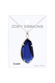 London Blue Crystal Fancy Cut Pendant Necklace - SF