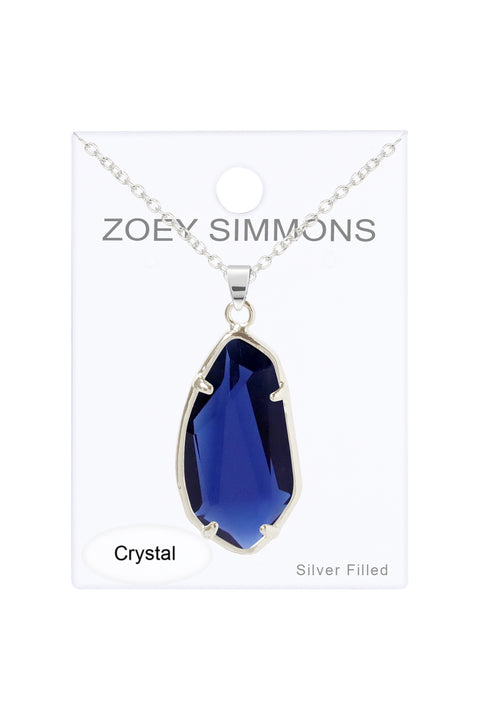 London Blue Crystal Fancy Cut Pendant Necklace - SF