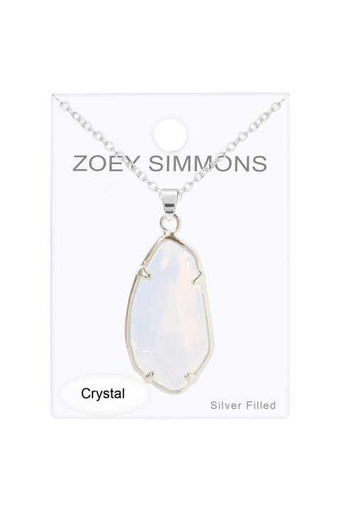 Moonstone Crystal Fancy Cut Pendant Necklace - SF