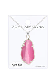 Pink Cat's Eye Fancy Cut Pendant Necklace - SF