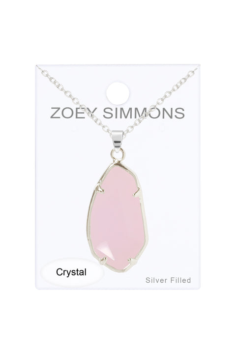 Rose Crystal Fancy Cut Pendant Necklace - SF