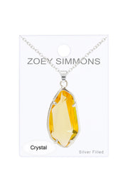 Yellow Crystal Fancy Cut Pendant Necklace - SF