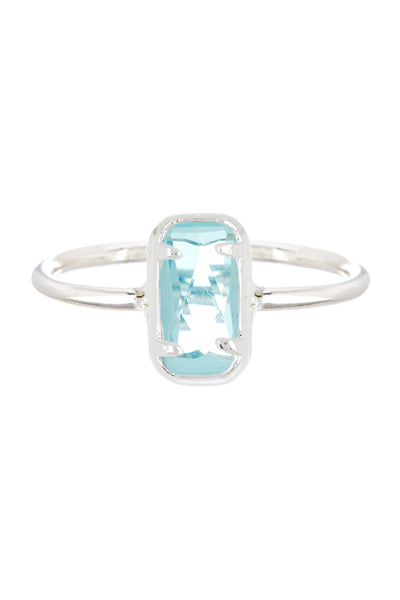 Sky Blue Crystal Small Cab Ring - SF