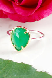 Green Chalcedony Crystal Ring - SF