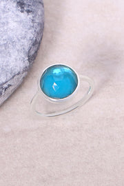 Blue Mother Of Pearl Round Ring - SF
