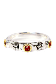 Garnet Crystal Solitaire Band Ring - SF