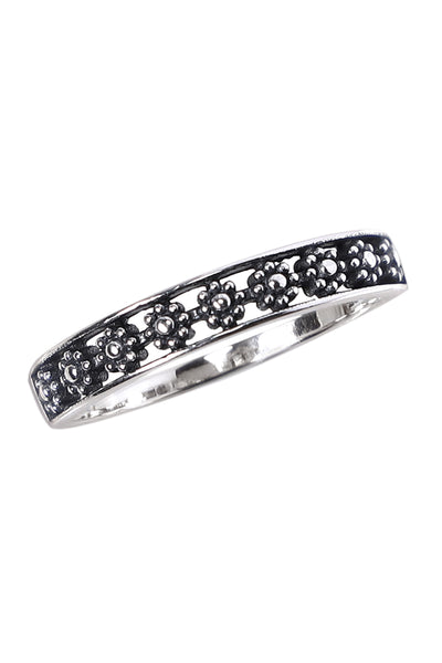 Sterling Silver Flower Band Ring - SS
