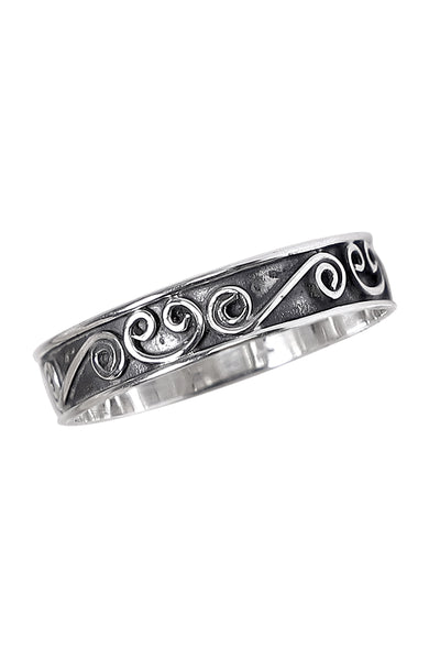 Sterling Silver Scroll Pattern Band Ring - SS