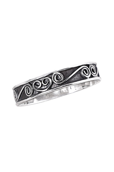 Sterling Silver Wave Pattern Band Ring - SS