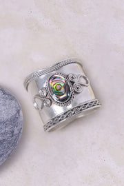 Sterling Silver & Abalone Bali Ring - SS