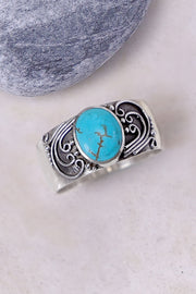 Sterling Silver & Reconstituted Turquoise Bali Ring - SS