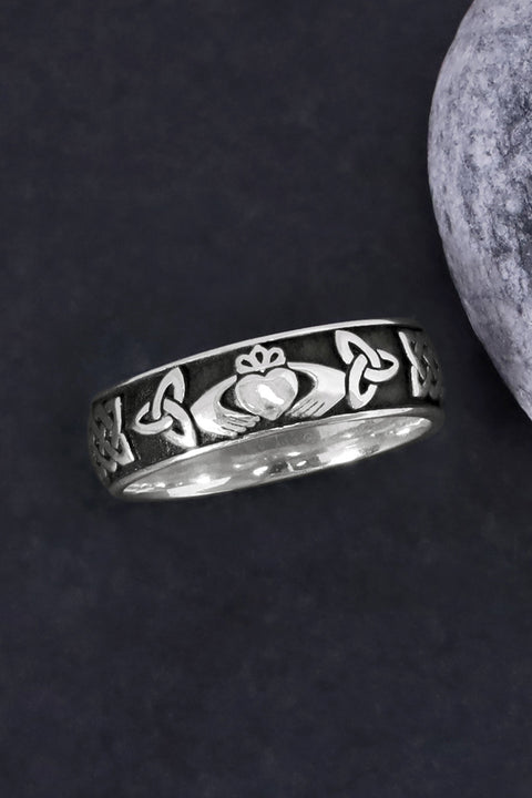 Sterling Silver Classic Claddagh Band Ring - SS