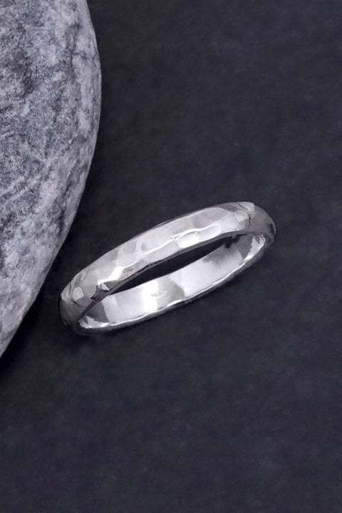 Sterling Silver Hammered Band Ring - SS