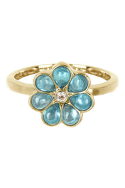 Aqua Crystal & CZ Flower Ring - GF