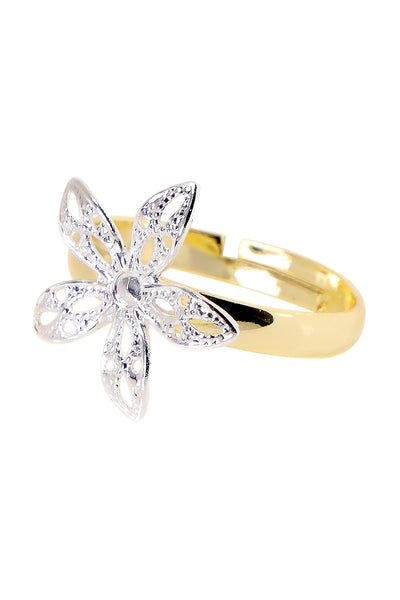 Two Tone Flower Ring - GF