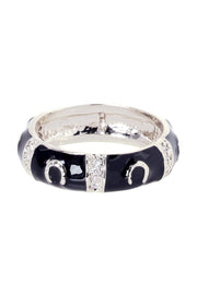 Black Enamel & Micro Pave CZ Band Ring - SF