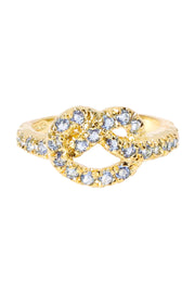 Micro Pave Blue CZ Love Knot Ring - GF