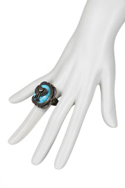 Turquoise Howlite & Elephant Statement Ring - AG
