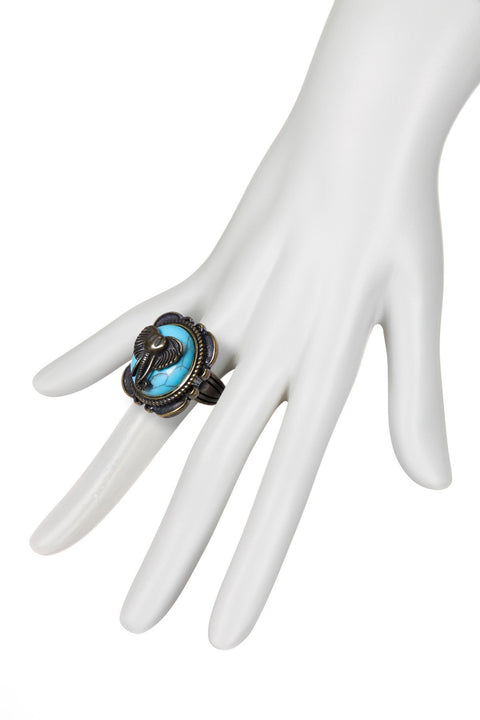 Turquoise Howlite & Elephant Statement Ring - AG