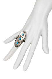 Turquoise Howlite Vintage Engraving Statement Ring - AG