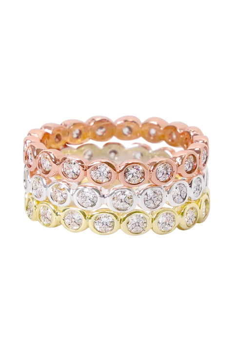 Tri Tone Halo Stack Ring Set - SF