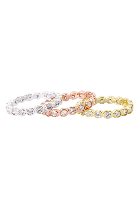 Tri Tone Halo Stack Ring Set - SF