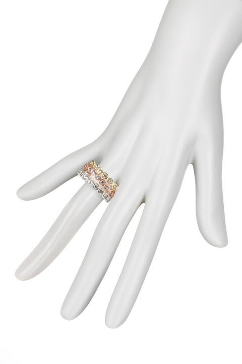 Tri Tone Halo Stack Ring Set - SF