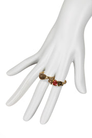 Hedgehog And Hot Pink CZ Two Finger Ring - AG