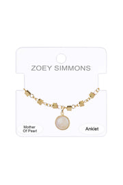 Mother Of Pearl Charm Beaded Anklet - GF