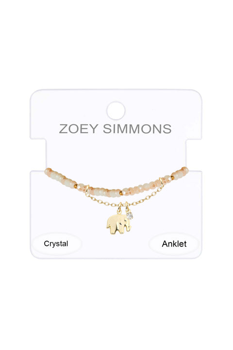 Austrian Crystal & Elephant Anklet - GF