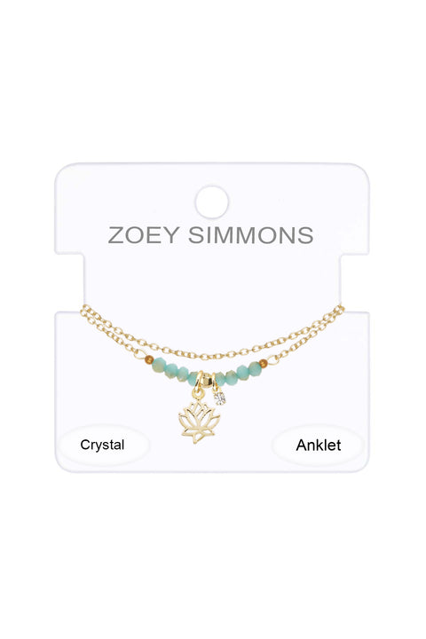 Austrian Crystal Lotus Charm Anklet - GF