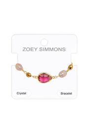 Raspberry Crystal With Freshwater Pearl Bracelet - GF