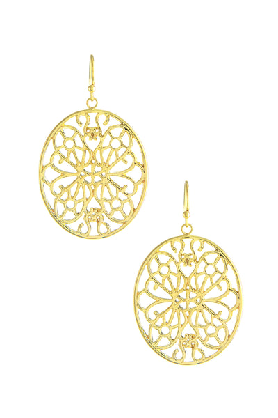 Flower Filigree Drop Earrings - GF
