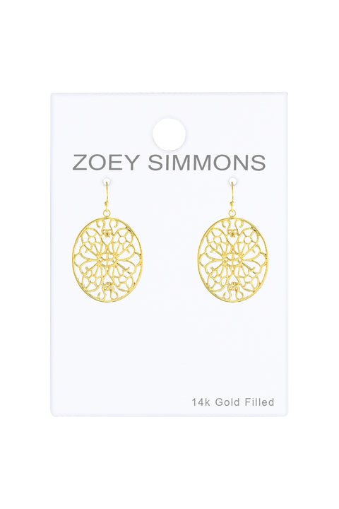 Flower Filigree Drop Earrings - GF
