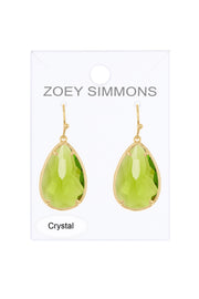 Peridot Crystal Pear Cut Drop Earrings In Gold - GF