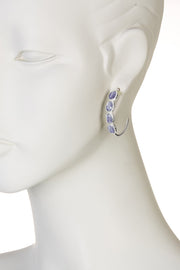 Lavender Crystal Faceted Victorian Hoop Earrings - SF