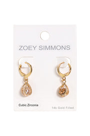 Pear-Shaped Suspended Stone Petite CZ Drop Earrings - GF